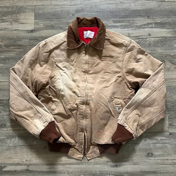 Vintage Carhartt J13 BRN Santa Fe Red Duck Lining Jacket Size S / M - Picture 1 of 6